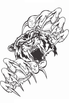 Dibujo de Tatuaje de Tigre Scaled para Colorear