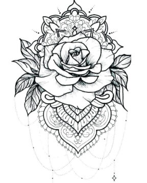 Dibujo de Tatuaje de Rosa para Colorear