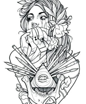 Dibujo de Tatuajes de Chicas para Colorear