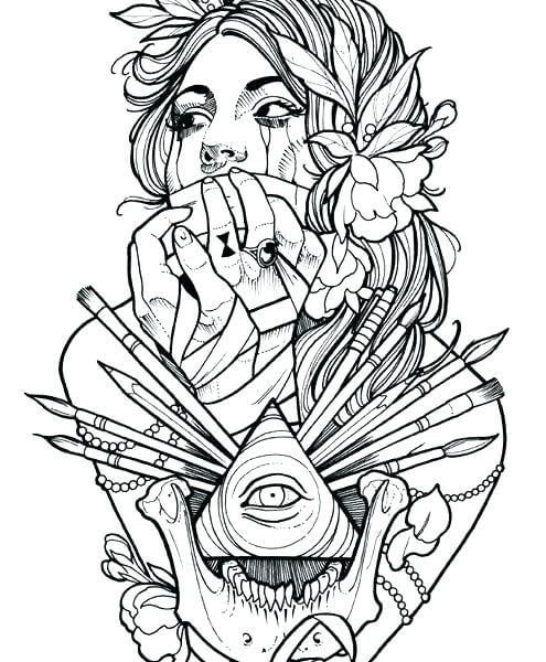 Dibujo de Tatuajes de Chicas para Colorear