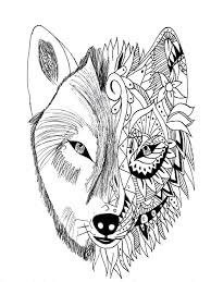 Dibujo de Tatuajes de Lobos para Colorear