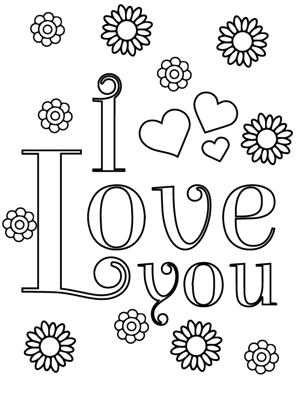 Dibujo de Downloadable I Love You Printable para Colorear