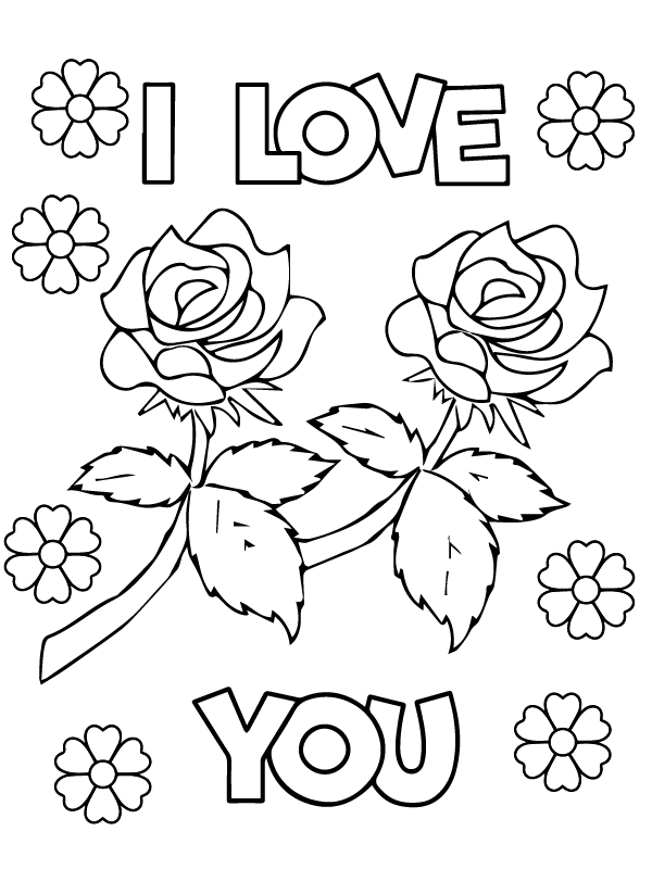 Dibujo de Flower And I Love You Coloring Page para Colorear