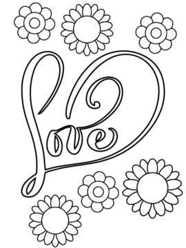 Dibujo de Love And Flowers Design Coloring Sheet para Colorear