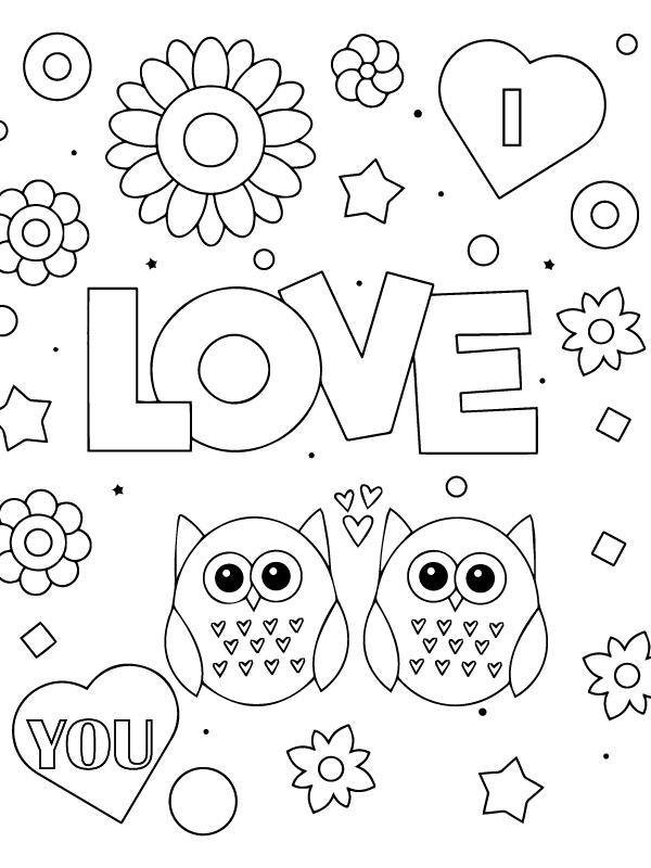 Dibujo de Owl Couple Love Coloring Pages For Kids para Colorear
