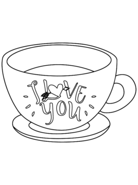Dibujo de Tea Cup I Love You Coloring Pages para Colorear