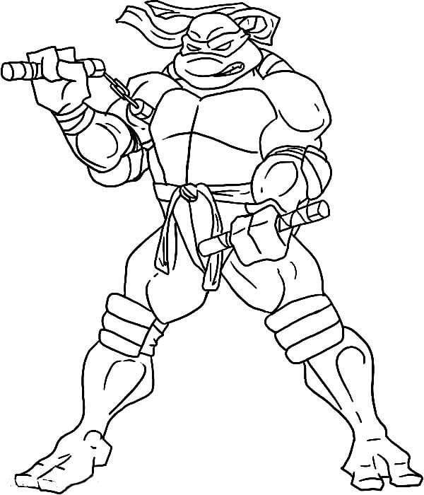 Dibujo de Tortugas Ninja Fuertes para Colorear