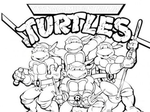 Dibujo de Tortugas Ninja Mutantes Adolescentes Feliz para Colorear