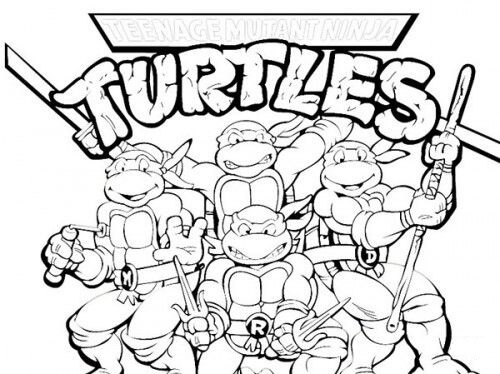 Dibujo de Tortugas Ninja Mutantes Adolescentes Feliz para Colorear