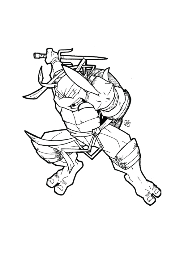 Dibujo de Danza de la Espada de Rafael para Colorear