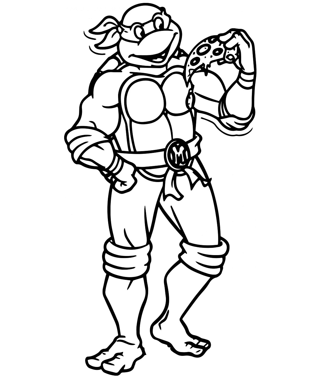 Dibujo de Michelangelo Comiendo Pizza para Colorear