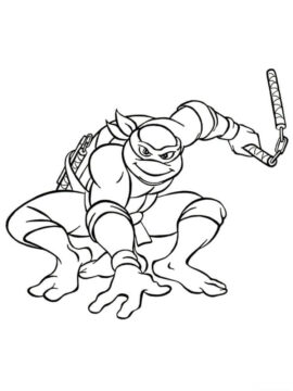 Dibujo de Tortuga Ninja y Nunchaku para Colorear