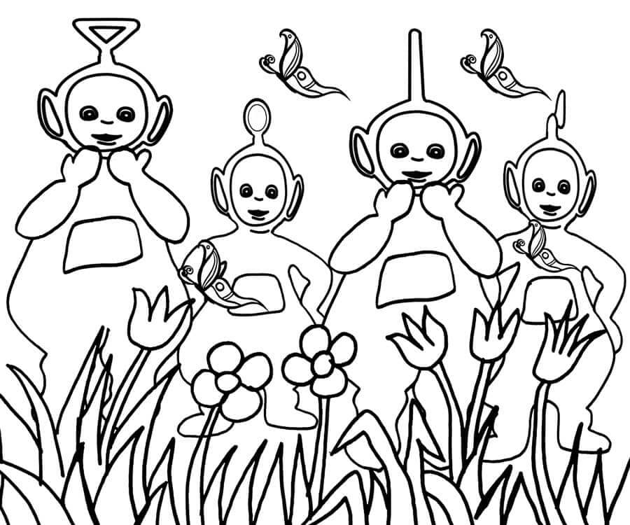 Dibujo de Adorables Teletubbies para Colorear