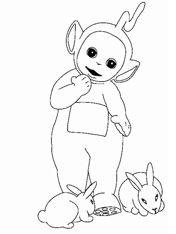 Dibujo de Laa Laa y Conejos para Colorear