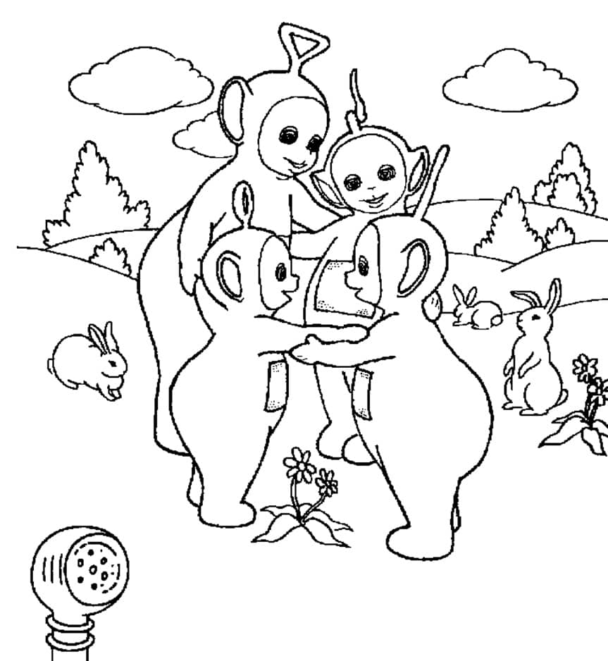 Dibujo de Teletubbies Amistosos para Colorear