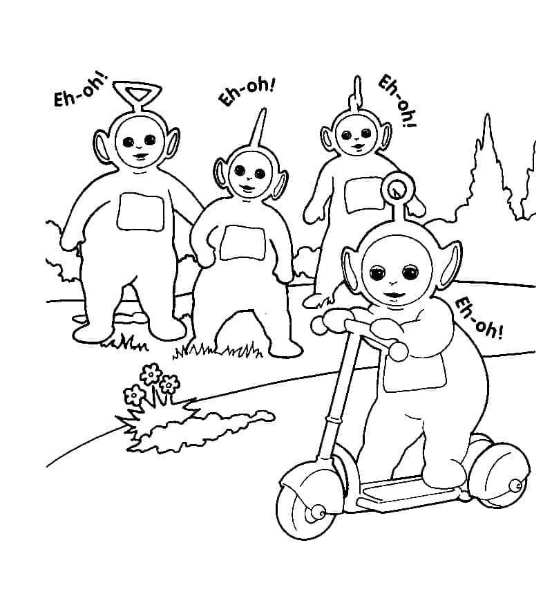 Dibujo de Teletubbies en el Parque para Colorear