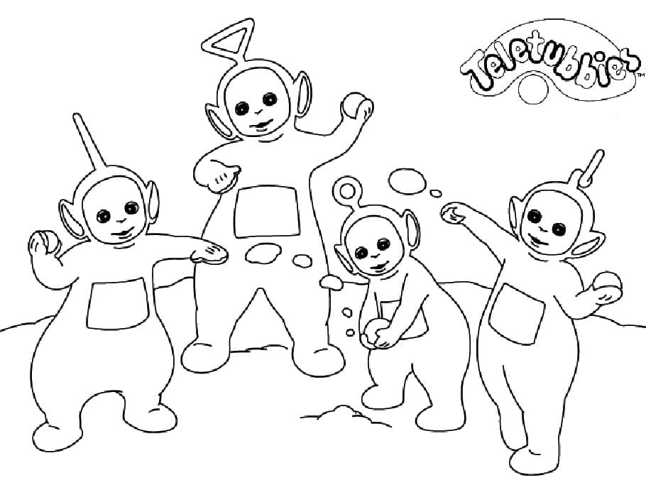 Dibujo de Teletubbies Se Divierten para Colorear