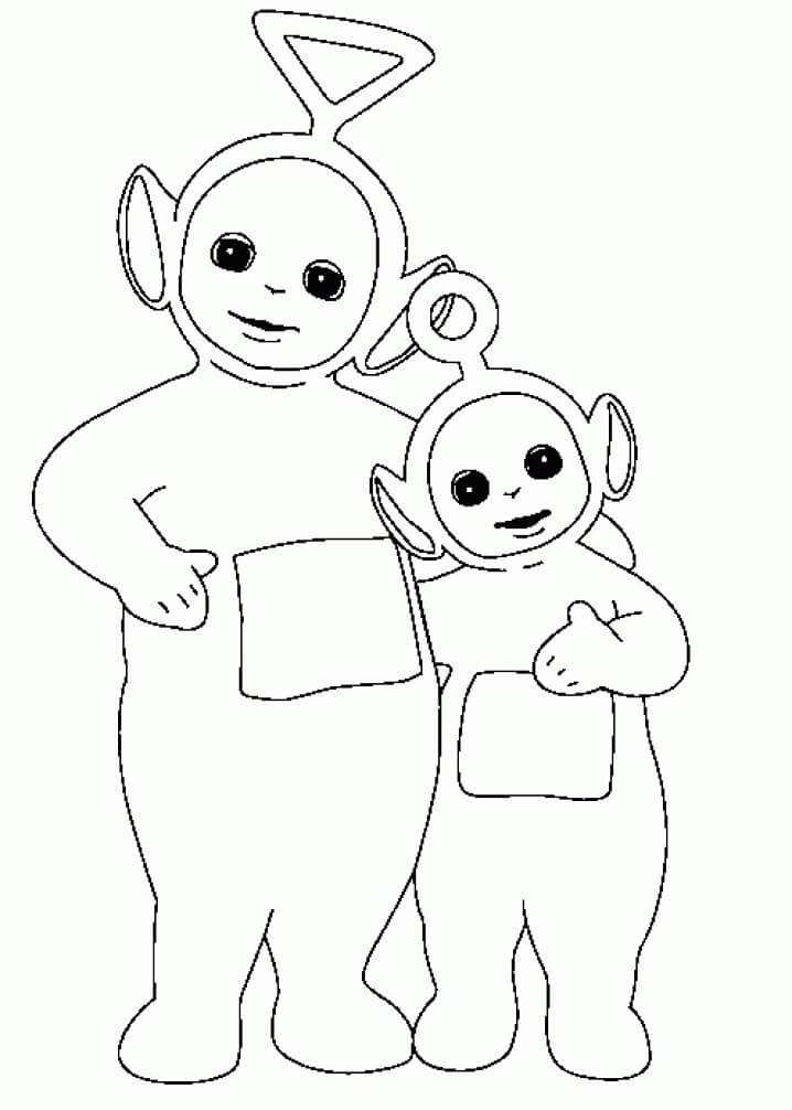 Dibujo de Tinky Winky y Po para Colorear
