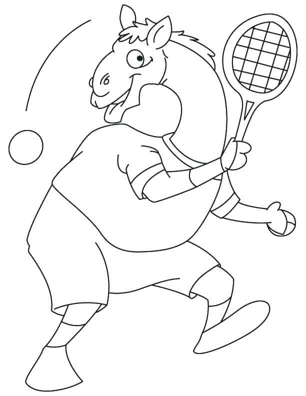 Dibujo de Camello Jugar al Tenis para Colorear