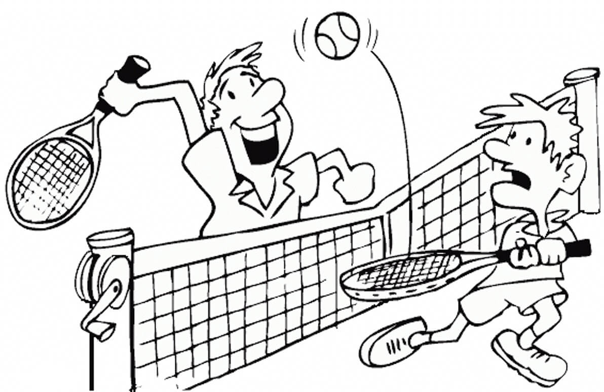 Dibujo de Dos Hombre Jugar al Tenis para Colorear