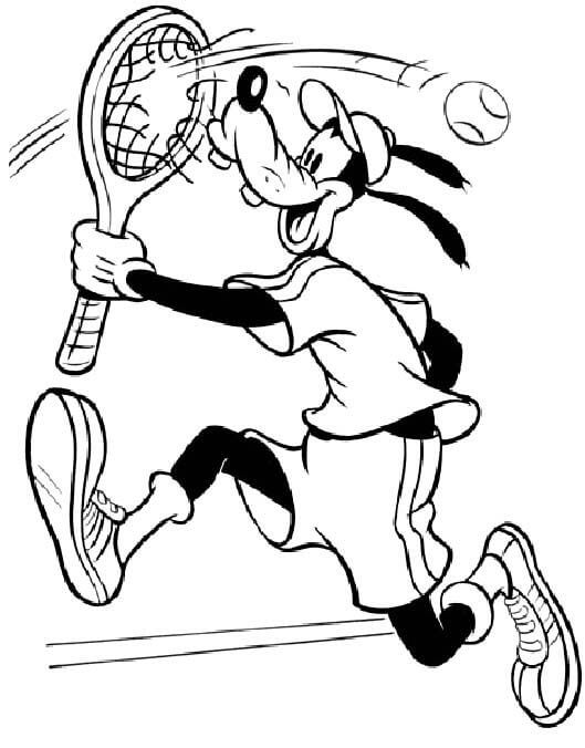 Dibujo de Goofy Jugando Tenis para Colorear