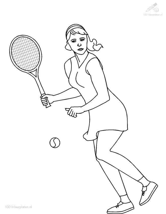 Dibujo de Mujer Jugar al Tenis para Colorear