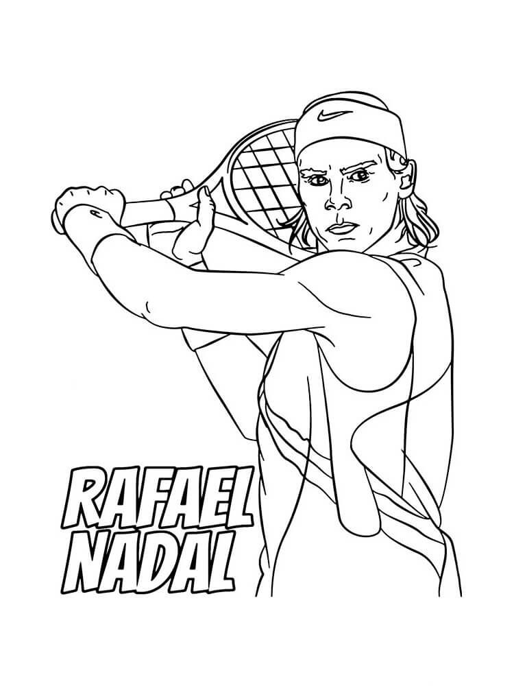 Dibujo de Rafael Nadal Jugando Tenis para Colorear