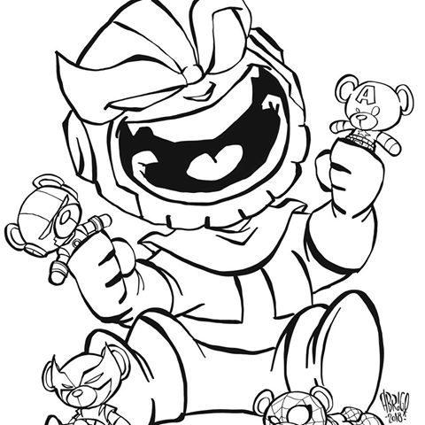 Dibujo de Bebé Thanos Esta Jugando para Colorear