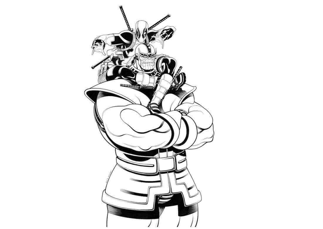 Dibujo de Deadpool Molesto Thanos para Colorear