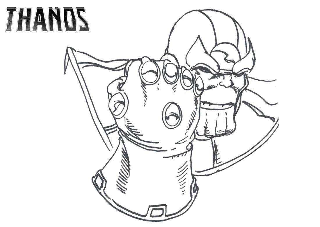 Dibujo de Thanos con Guantelete Infinito para Colorear