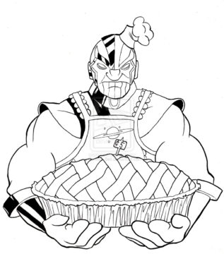 Dibujo de Thanos Haciendo un Pastel para Colorear