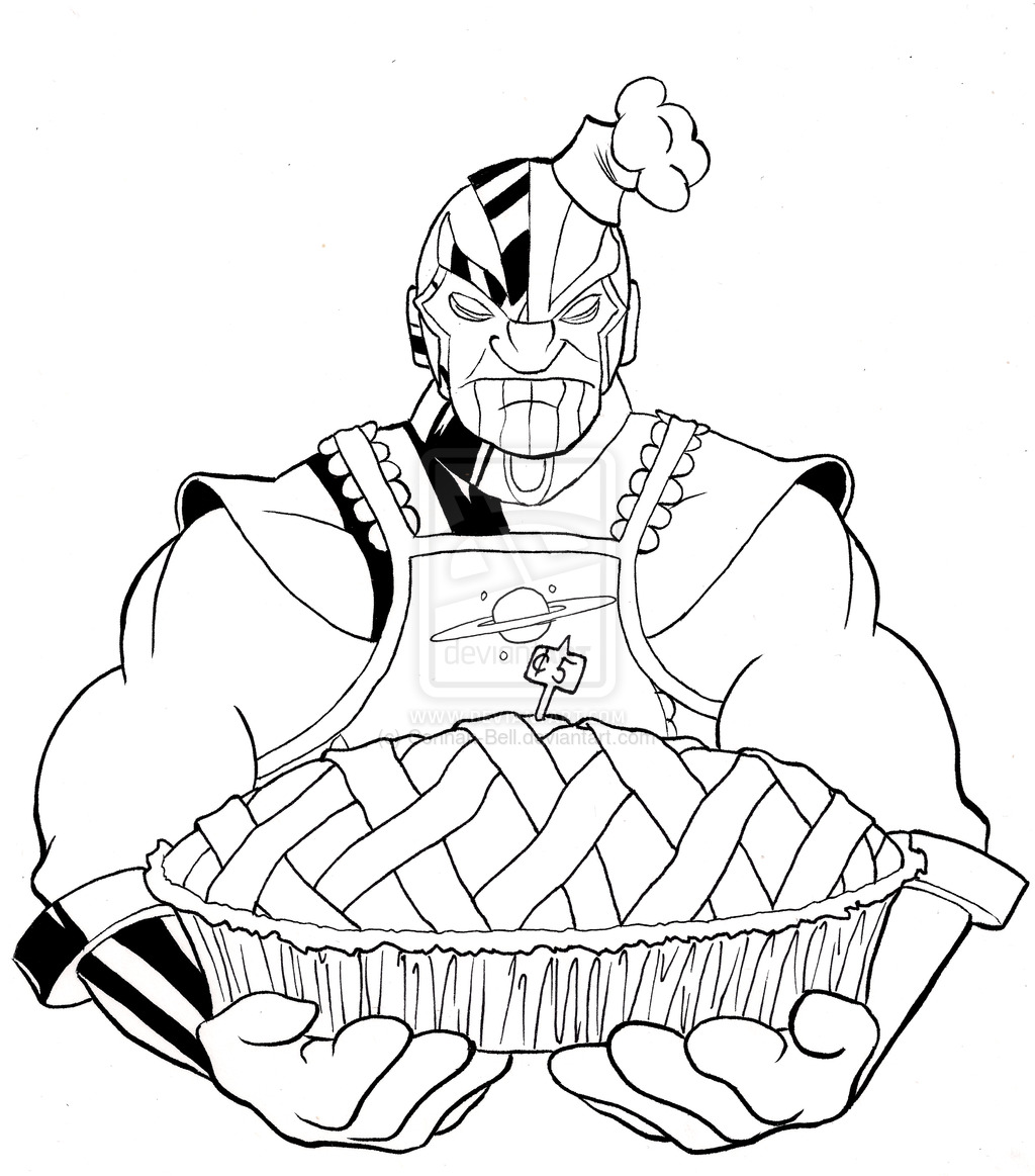 Dibujo de Thanos Haciendo un Pastel para Colorear