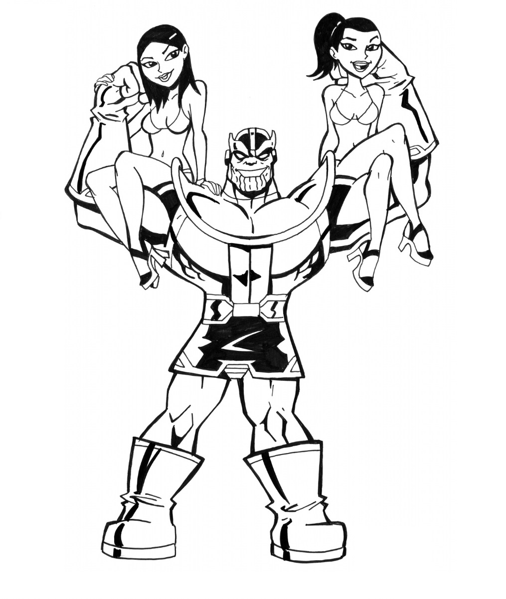Dibujo de Thanos Holding Damas para Colorear