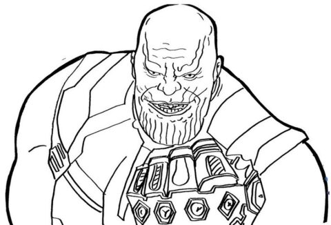 Dibujo de Thanos Sonriendo Espeluznante para Colorear