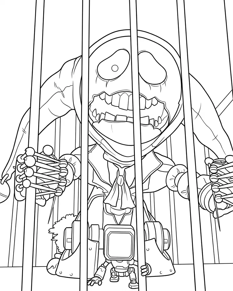 Dibujo de Prototype Monstruo Titere detrás de las Rejas página para Colorear