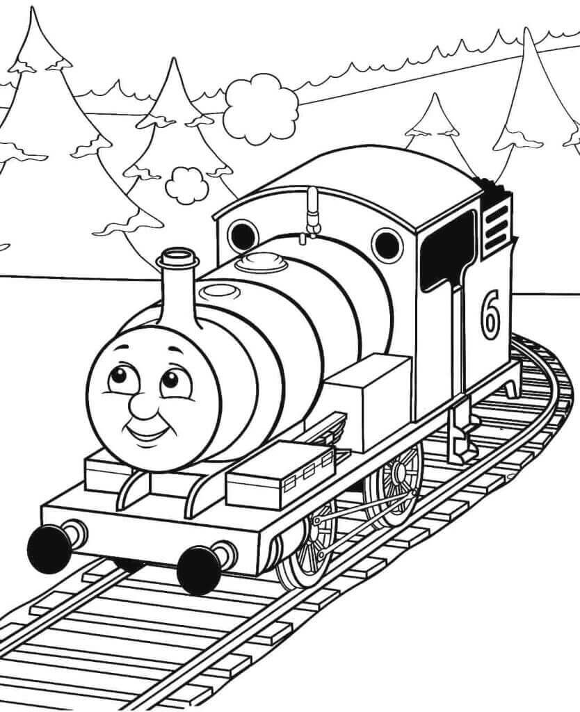 Dibujo de Thomas el Tren y el árbol para Colorear