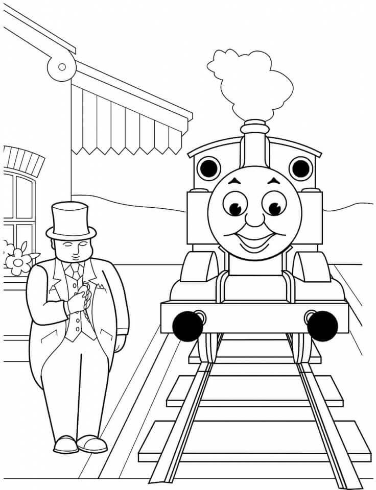 Dibujo de Thomas el Tren y el Hombre para Colorear