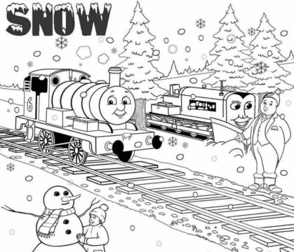Dibujo de Thomas el Tren y el muñeco de Nieve para Colorear