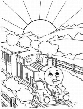 Dibujo de Thomas el Tren y el Sol para Colorear