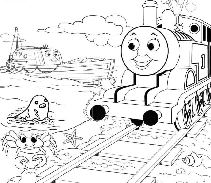 Dibujo de Thomas el Tren y los Animales para Colorear