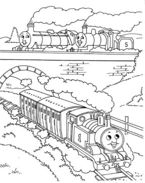 Dibujo de Tres Thomas el Tren para Colorear
