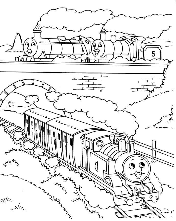 Dibujo de Tres Thomas el Tren para Colorear