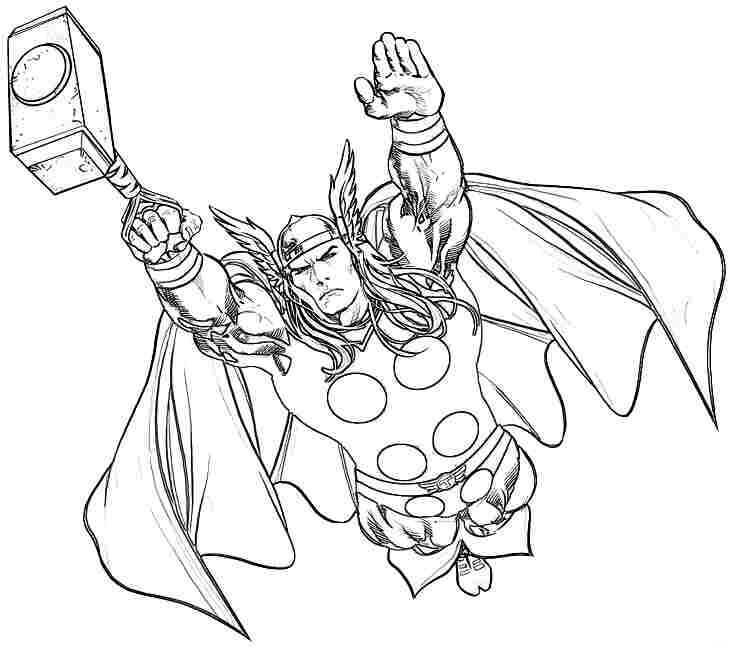 Dibujo de Thor Volando para Colorear
