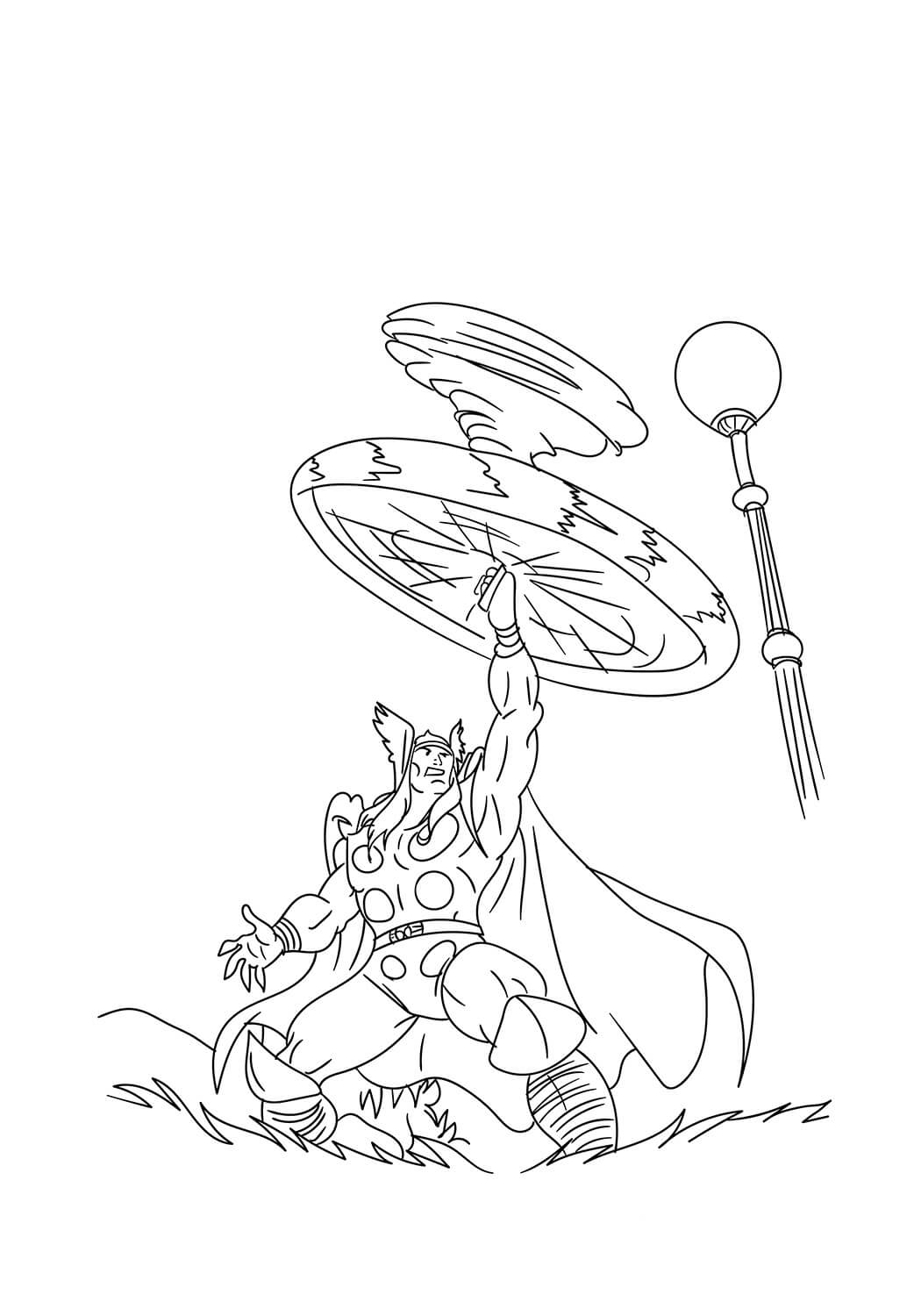 Dibujo de Thor Mostrando el Poder para Colorear