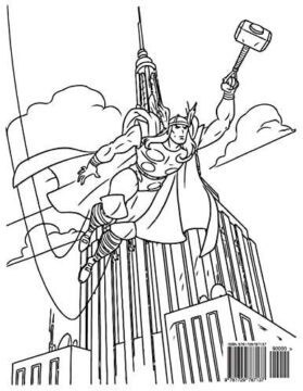 Dibujo de Thor Volando en Asgard para Colorear