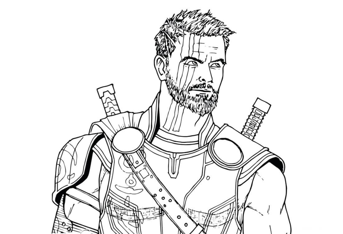 Dibujo de Thor en Thor Ragnarok Guapo para Colorear