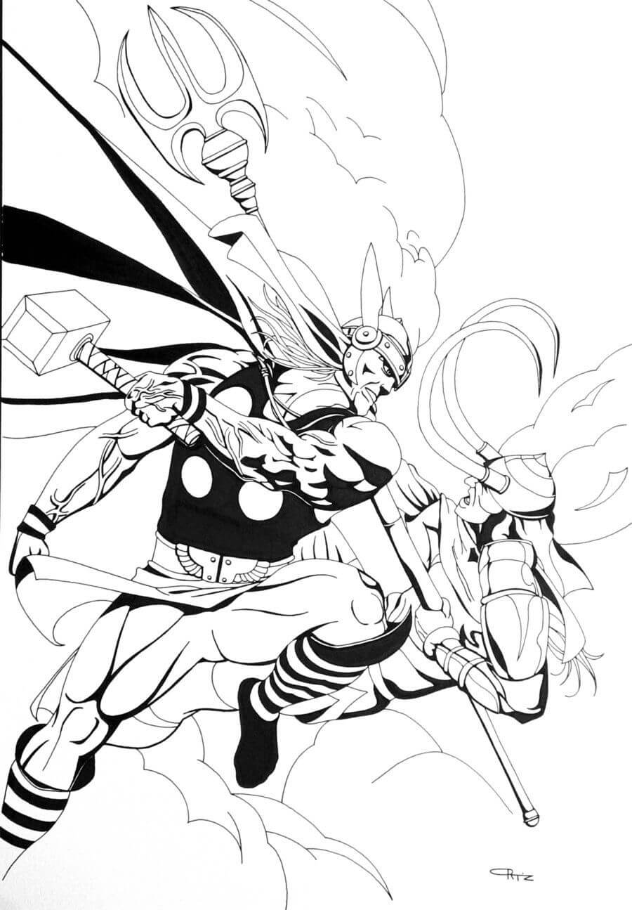 Dibujo de Thor Vs Loki para Colorear