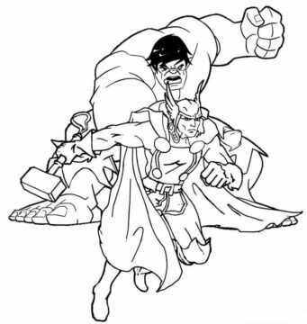 Dibujo de Thor y Hulk para Colorear