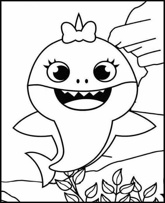 Dibujo de Hermana bebé tiburón para Colorear