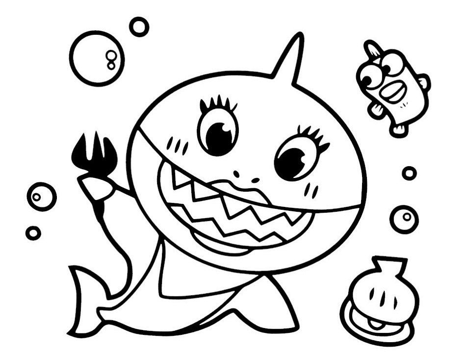 Dibujo de Mami tiburón para Colorear